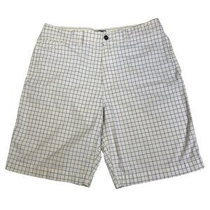 American Eagle Men's Shorts Plaid White Blue Black Size 36 Embroidered Logo